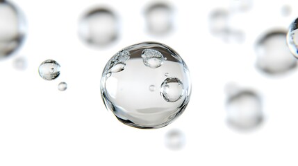 Wall Mural - cg floating water droplets: cg-rendered water droplets suspended in mid-air, perfectly round and tra