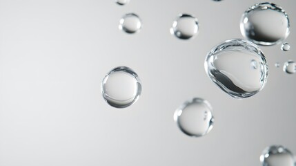 Wall Mural - cg floating water droplets: cg-rendered water droplets suspended in mid-air, perfectly round and tra