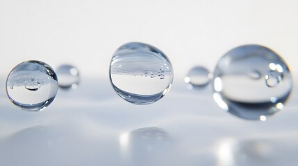 Wall Mural - cg floating water droplets: cg-rendered water droplets suspended in mid-air, perfectly round and tra