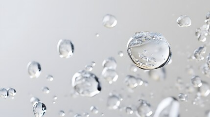 Wall Mural - cg floating water droplets: cg-rendered water droplets suspended in mid-air, perfectly round and tra