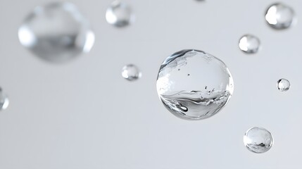 Wall Mural - cg floating water droplets: cg-rendered water droplets suspended in mid-air, perfectly round and tra