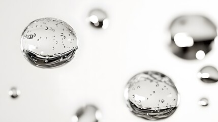 Wall Mural - cg floating water droplets: cg-rendered water droplets suspended in mid-air, perfectly round and tra