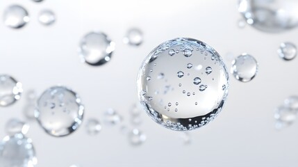 Wall Mural - cg floating water droplets: cg-rendered water droplets suspended in mid-air, perfectly round and tra