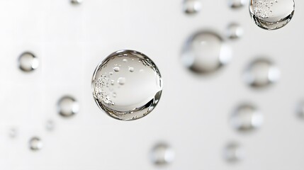 Wall Mural - cg floating water droplets: cg-rendered water droplets suspended in mid-air, perfectly round and tra