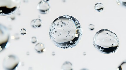 Wall Mural - cg floating water droplets: cg-rendered water droplets suspended in mid-air, perfectly round and tra