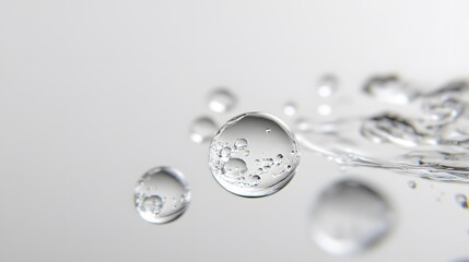 Wall Mural - cg floating water droplets: cg-rendered water droplets suspended in mid-air, perfectly round and tra