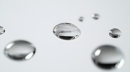 Wall Mural - cg floating water droplets: cg-rendered water droplets suspended in mid-air, perfectly round and tra
