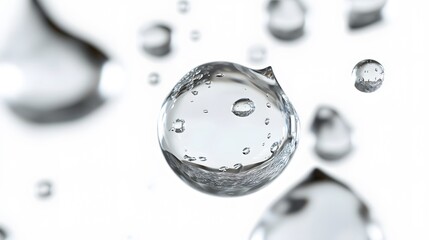 Wall Mural - cg floating water droplets: cg-rendered water droplets suspended in mid-air, perfectly round and tra