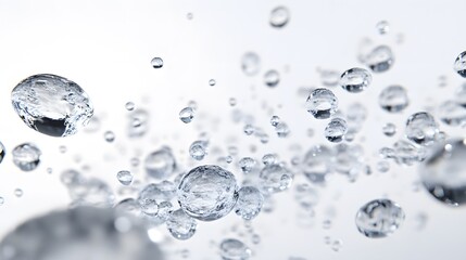 Wall Mural - cg floating water droplets: cg-rendered water droplets suspended in mid-air, perfectly round and tra