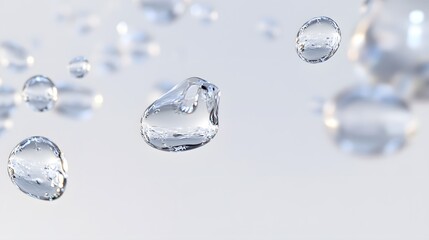 Wall Mural - cg floating water droplets: cg-rendered water droplets suspended in mid-air, perfectly round and tra