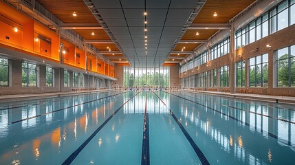 Aufkleber - an indoor public swimming pool interior.illustration