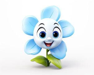 Canvas Print - 3D funny flower cartoon. Spring, time of flowers