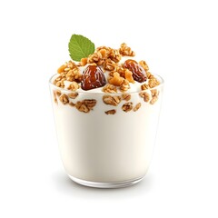 Wall Mural - Exquisite Chinese Rice Pudding with Dates in a Bowl Against a Clean White Background