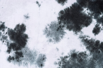 Wall Mural - black and white tie dye pattern hand dyed on cotton fabric abstract texture background.