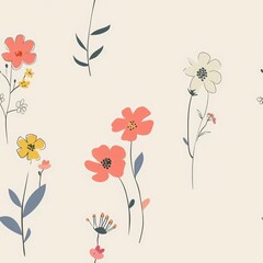 A seamless illustration showcasing a decorative flower and heart pattern, ideal for creating beautiful and cohesive wallpaper designs with a touch of elegance