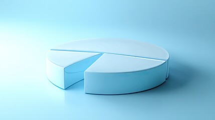 Poster - Abstract 3D pie chart with smooth, curved segments, set against a gradient blue background