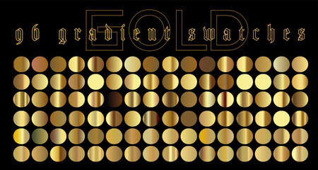 Poster - Large set of gradients in gold metallic colors for design and vector illustrations.