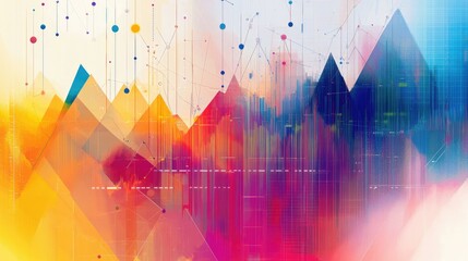 Poster - An abstract financial graph with vibrant colors, representing market diversity and financial analysis, displayed on a digital platform.
