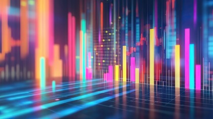 Poster - An abstract financial graph with vibrant colors, representing market diversity and financial analysis, displayed on a digital platform.