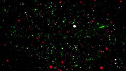 Wall Mural - green and red space particle lights 4k loop features glitter or particles floating away from the vie