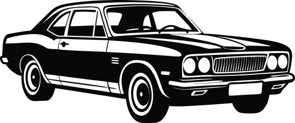 classic car silhouette vector on white background