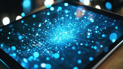 Poster - Top view of a digital transformation strategy on a tablet, with space for copy text.