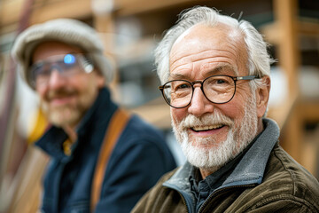 Poster - Two men are smiling and wearing glasses