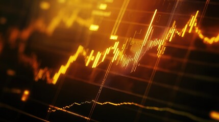 Poster - Close-up of a gold trading chart with highlighted trend lines and price alerts on a high-resolution monitor
