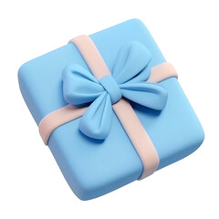 Wall Mural - blue gift box with ribbon 3d render icon isolated on transparent background cutout