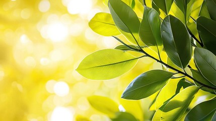 Wall Mural -   A close-up photo of a green leafy plant receiving sunlight through its backside leaves