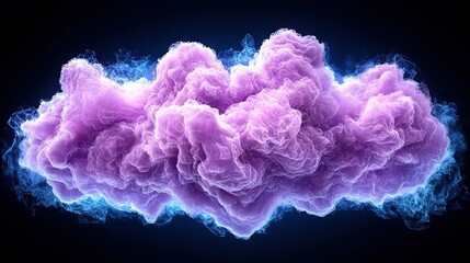 Wall Mural -   A dark backdrop with a floating purple cloud of smoke bathed in blue and purple light