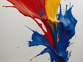 Canvas Print - Abstract painting with bold strokes of red, blue, and yellow on a white background, offering dynamic visuals