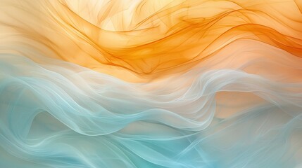 Wall Mural -    waves  on white, blue, orange, yellow background