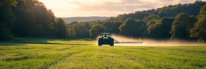 Wall Mural - Tractor Spraying Field.