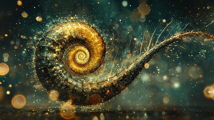 Wall Mural -   A spiral in water with small bubbles