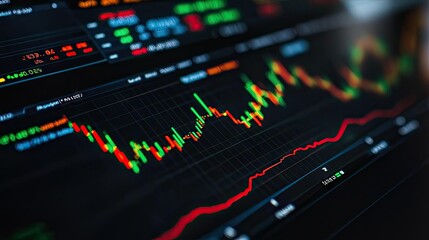 Poster - Close-up of a stock trading dashboard with multiple charts showing various stock performance metrics