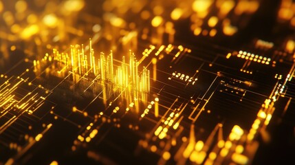 Poster - Close-up of a trading dashboard featuring a gold price graph with dynamic changes and historical data