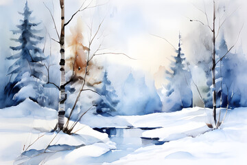 winter landscape with snow