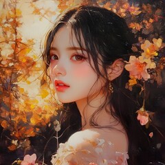 Poster - Breathtaking mountainous landscape with vibrant skies fluffy clouds and a serene lush meadow filled with verdant foliage and golden sunlight  A picturesque