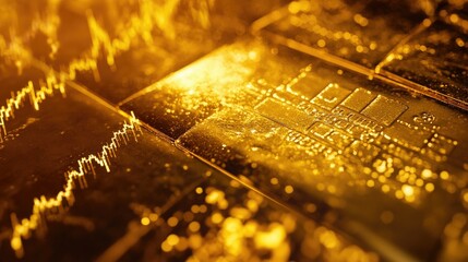 Poster - Close-up of an investment dashboard displaying a gold price chart with real-time updates and analytics