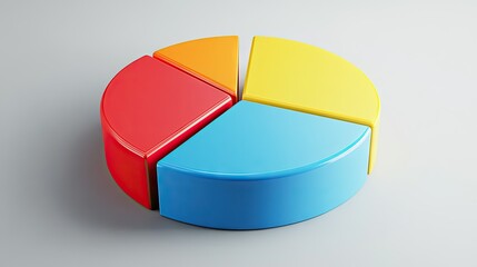 Poster - Colorful 3D pie chart with segments tilted slightly, showing depth and perspective, business theme --