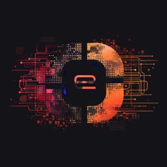 Poster - this image features abstract geometric digital art with a large circle, vibrant colors, and intricat