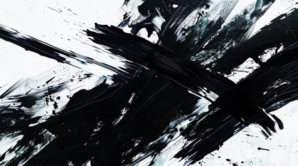 Fototapete - Abstract black brush strokes grunge dynamic textures and patterns