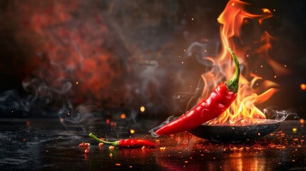 Wall Mural - Burning red hot chili pepper