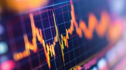 Poster - Detailed shot of a stock price graph with moving averages and volume indicators, on a financial website