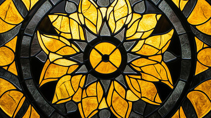 Wall Mural - black and yellow stained glass pattern design