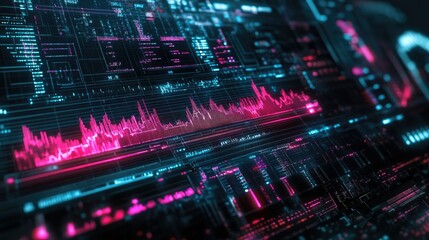 Poster - Detailed view of a digital interface showing electrical wave patterns and data, with a focus on signal analysis tools