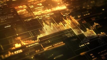 Poster - Detailed view of a financial analysis screen with a gold price graph, showing detailed metrics and market trends