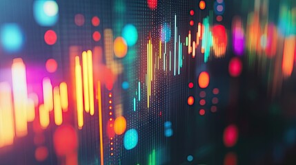 Poster - Detailed view of a financial graph showing stock price trends with colorful indicators and data points -