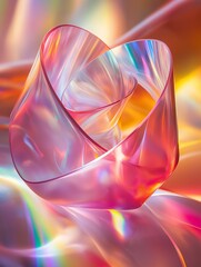 Poster - Abstract iridescent glass sculpture, a beautiful display of light and color.